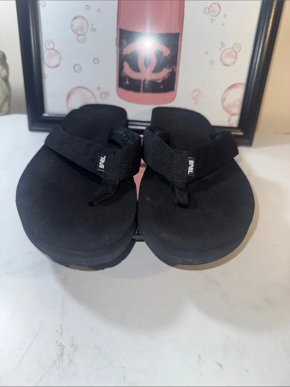 Teva Men's Mush II Black Foam Strap Flip Sandals - Size 11